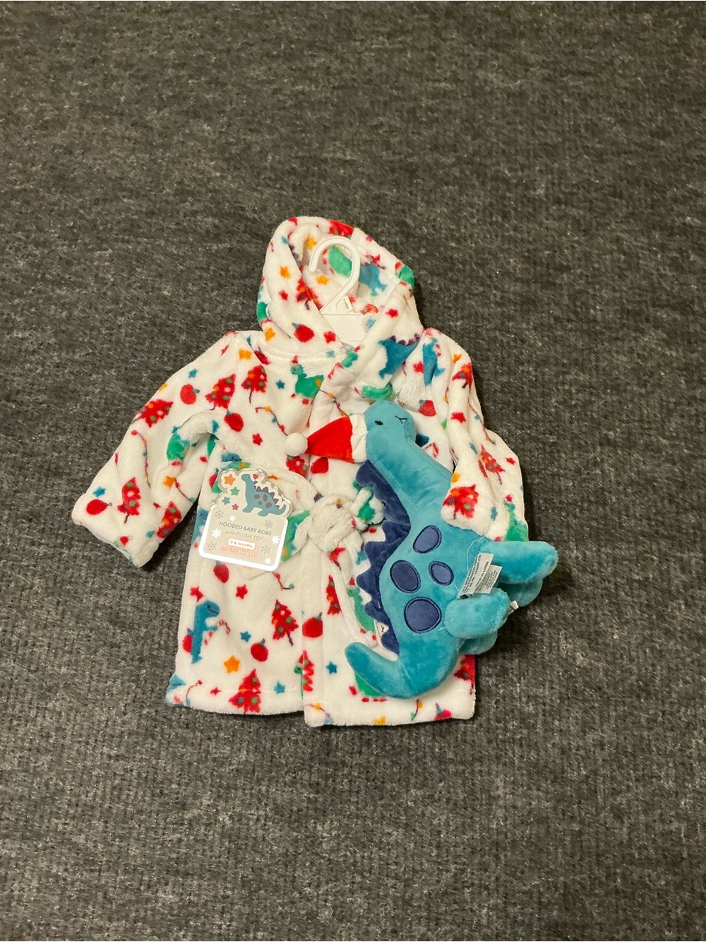 Dinosaur Designs White Fleece Kids One-Piece with Red, Blue & Green Dino Print